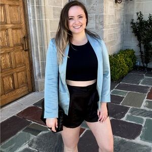 DREW Turquoise Satin Blazer